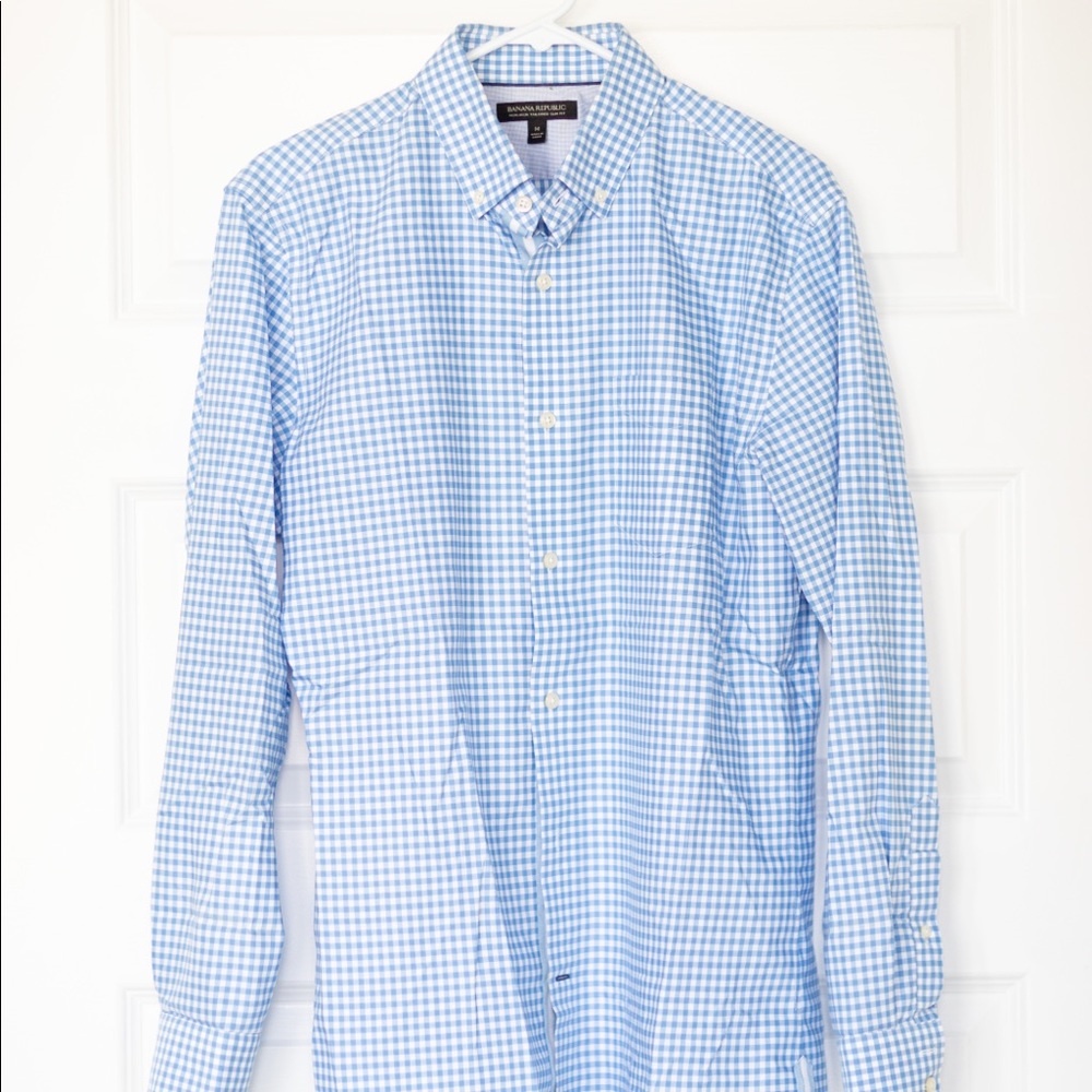 Banana Republic Light Blue Check Dress Shirt